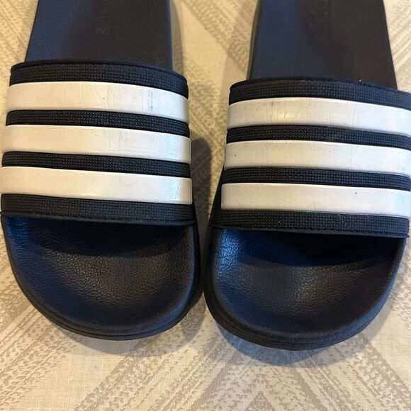 Adidas Men's Black & White Adilette Shower Slides - Picture 2 of 7